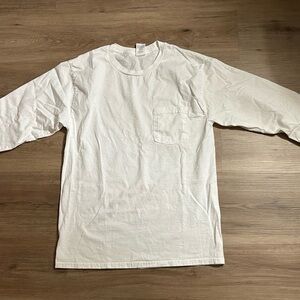 Set of 4 Hanes White Long Sleeve Men's Tee With Pocket